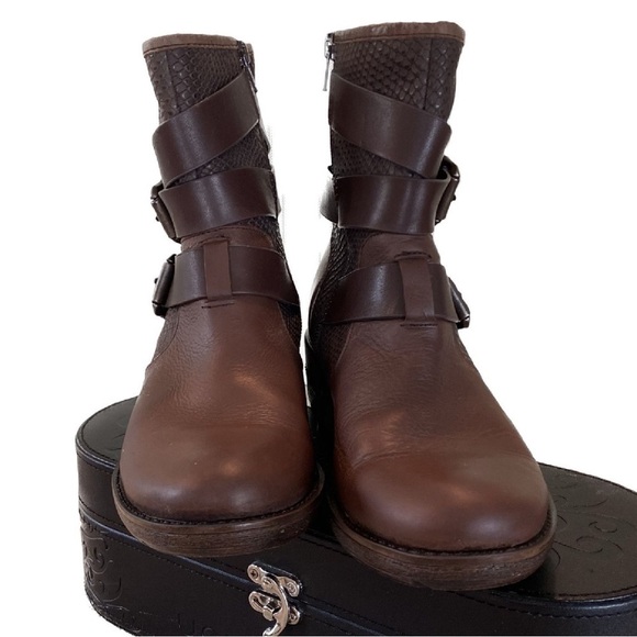 Sofft Aldina Brown Leather Strappy Side Zip Boots Size 7.5 - Picture 2 of 10